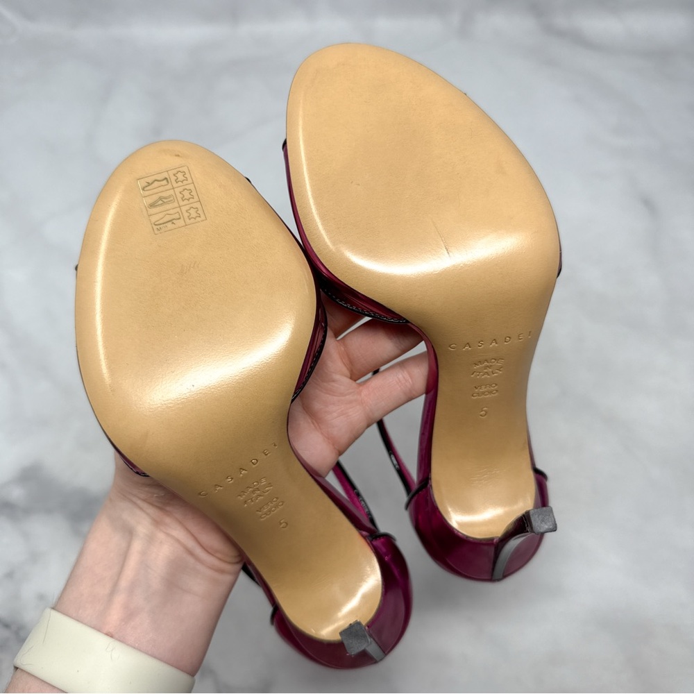CASADEI Candylux Blade Chrome Metallic Ankle Strap Stiletto Sandal Heels Pink 35 - Picture 10 of 14